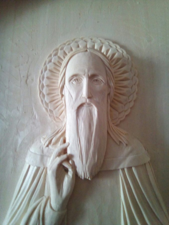 Икона из дерева: Сергий Радонежский
