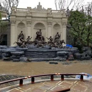 Фонтан из мрамора: Фонтан с бронзовыми скульптурами-01